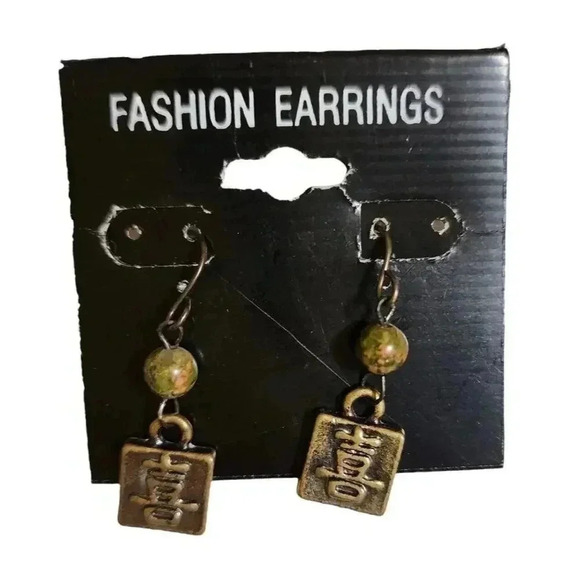 Vintage Silver Hearts and Bronze Lock Style Hook Fashion Earrings - Picture 3 of 3
